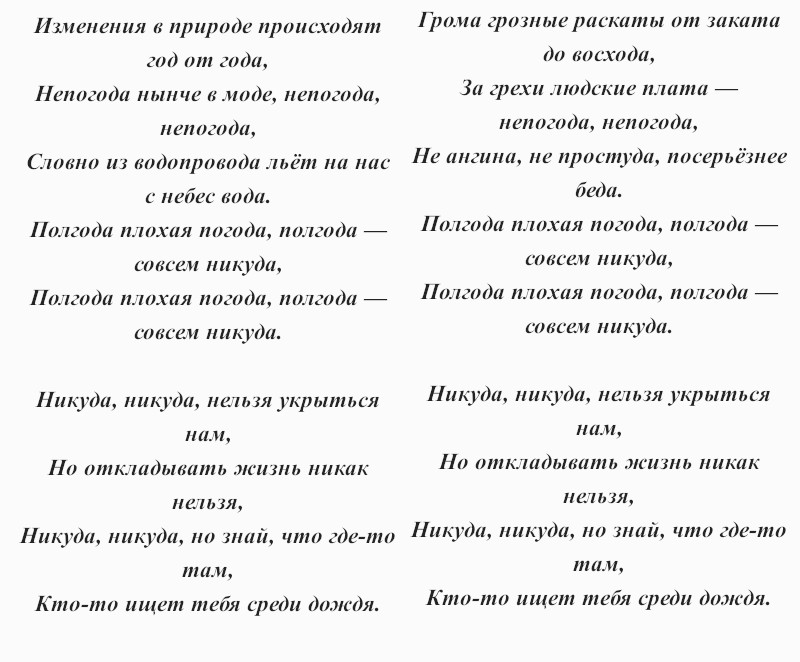 текст песни «Непогода»